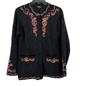 Icelandic Design Linen Zip Front Sweater Jacket Womens Size Small Ribbon Gray